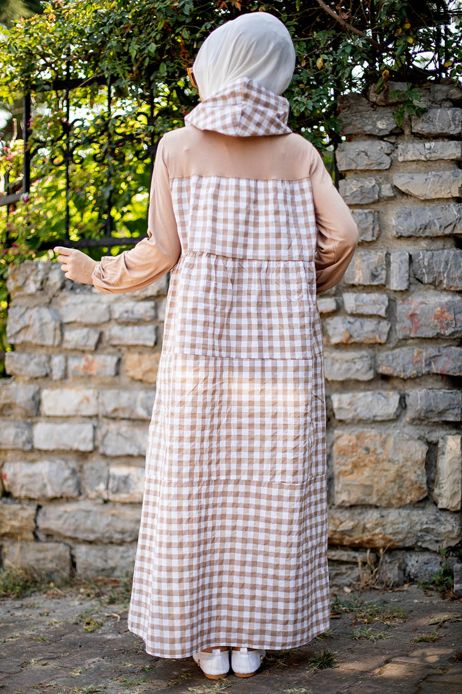 PLAID TAN COLOR DRESS 