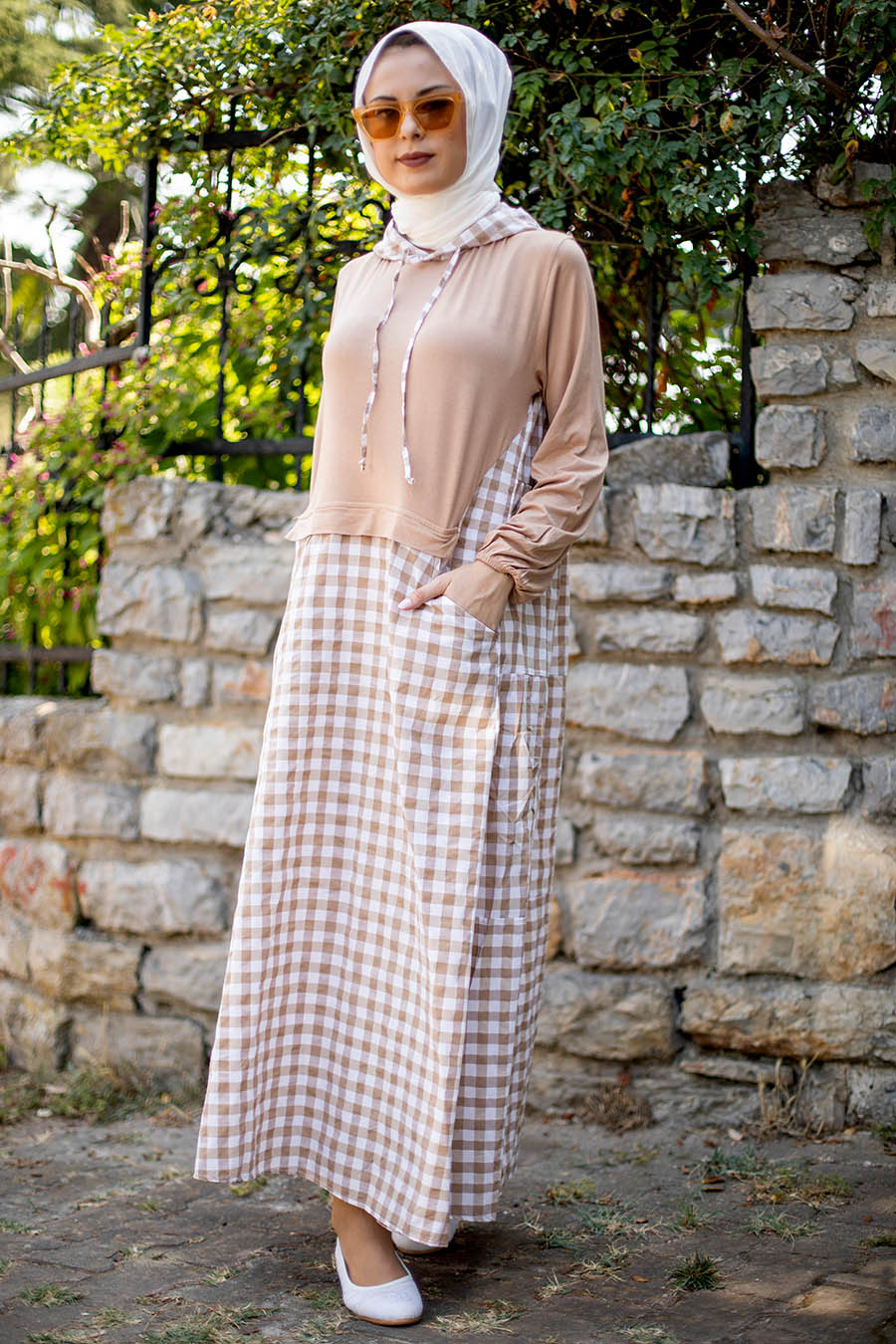 PLAID TAN COLOR DRESS 