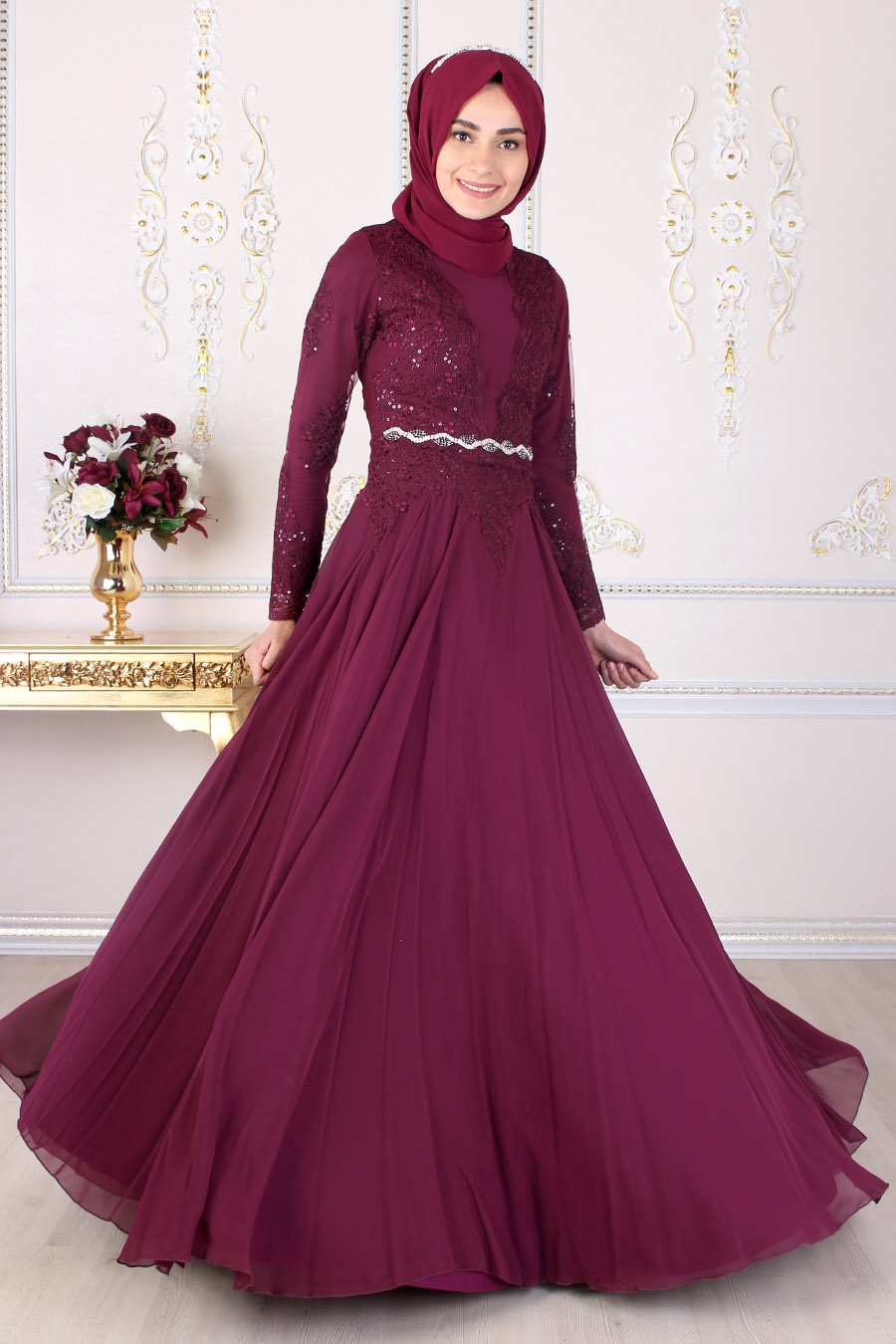 PLUM  EVENING DRESS