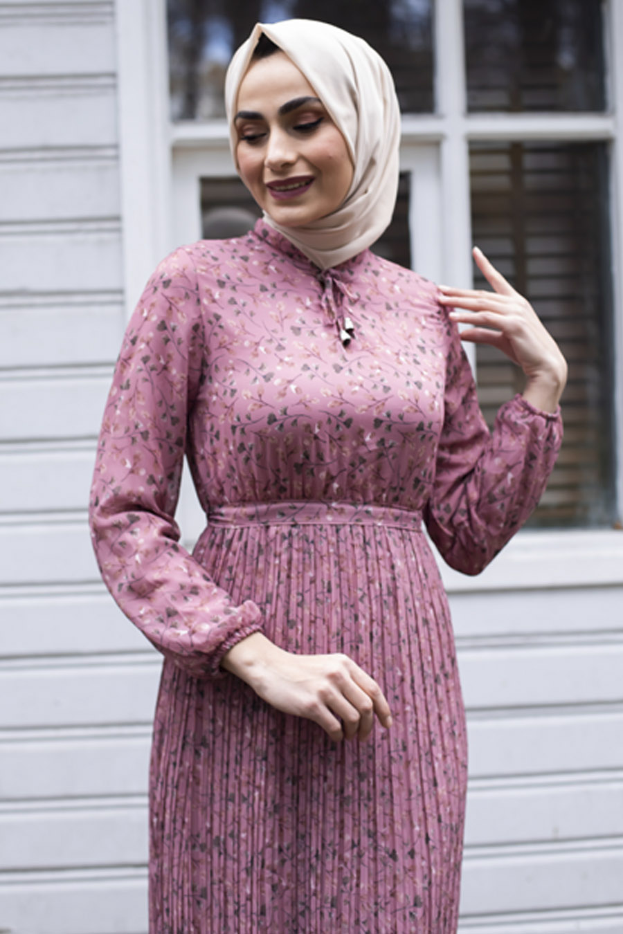 PATTERNED POWDER PINK DRESS 