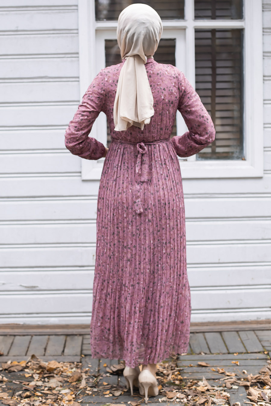 PATTERNED POWDER PINK DRESS 