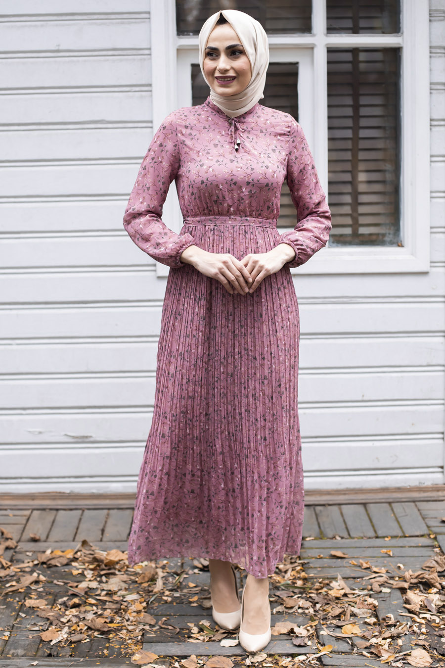 PATTERNED POWDER PINK DRESS 