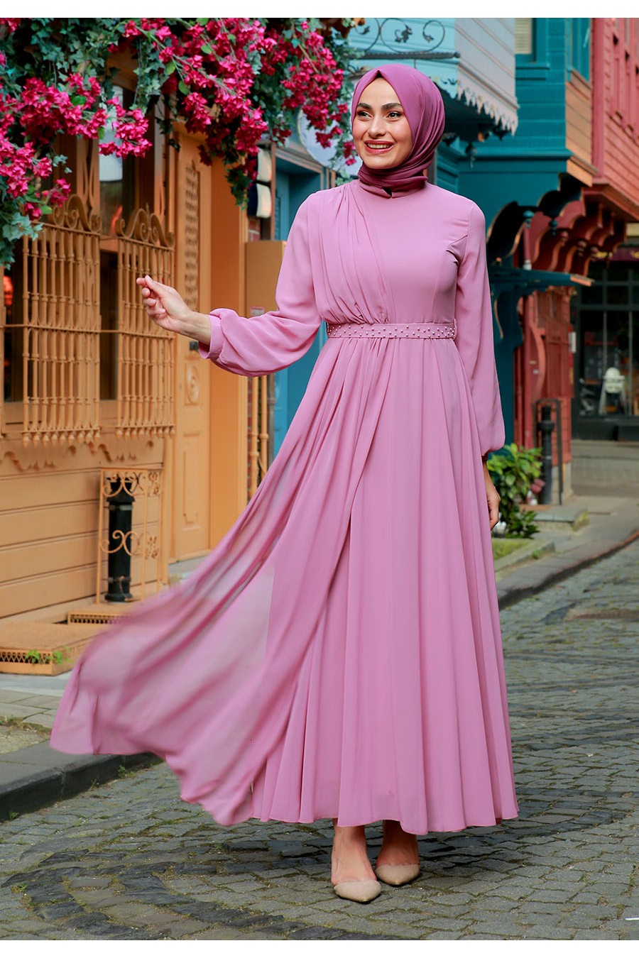 POWDER PINK EVENING DRESS  