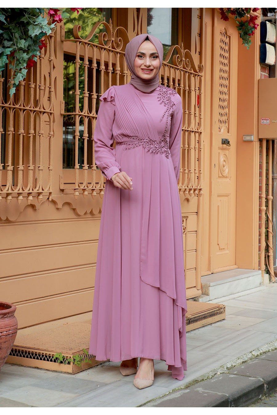 POWDER PINK EVENING DRESS   POWDER PINK EVENING DRESS