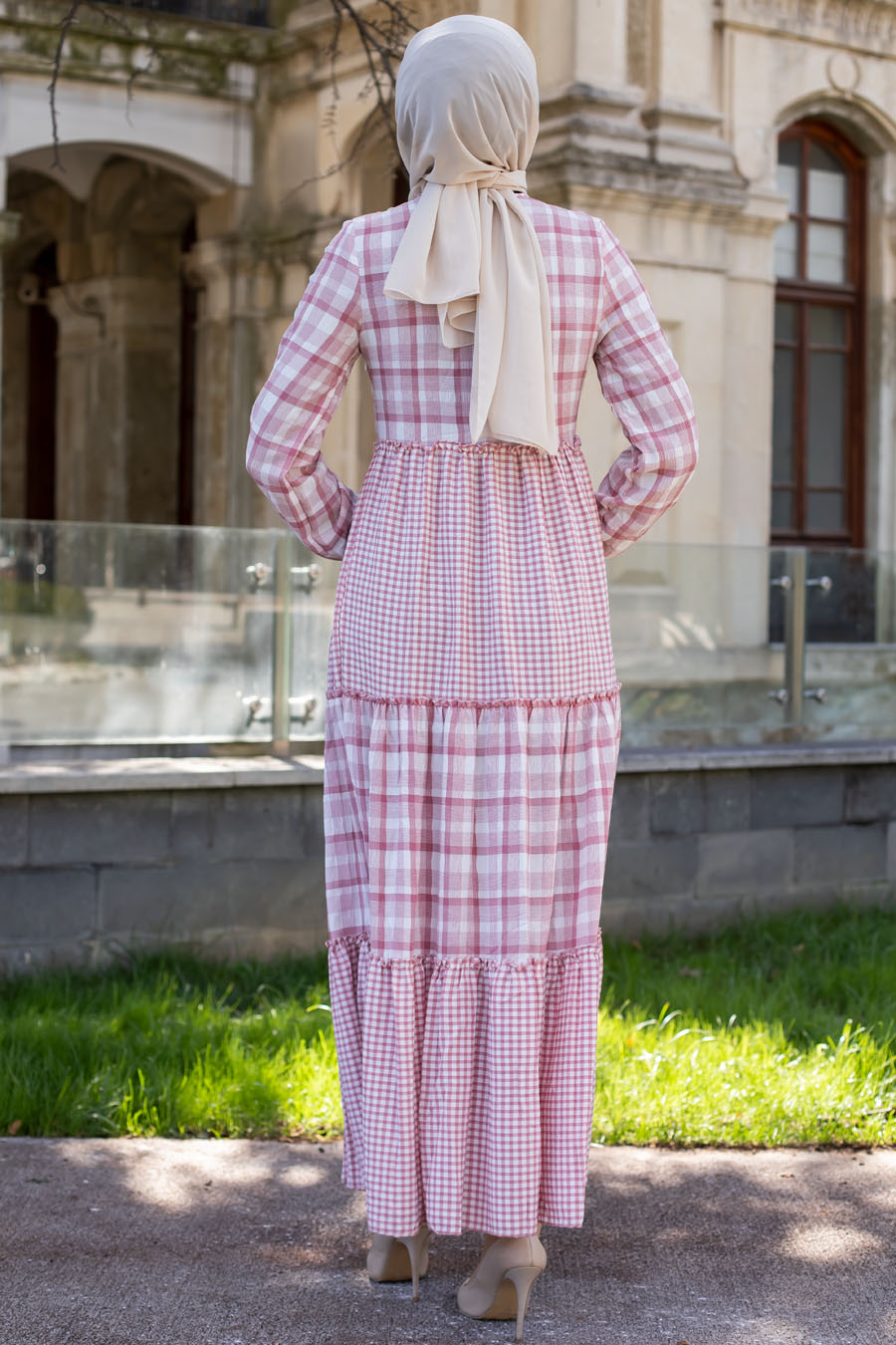 POWDER PINK GREEN DRESS  