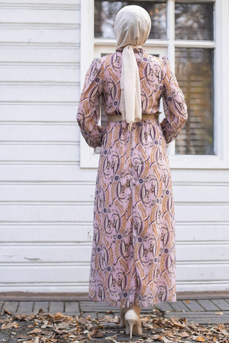 PATTERNED POWDER PINK DRESS 