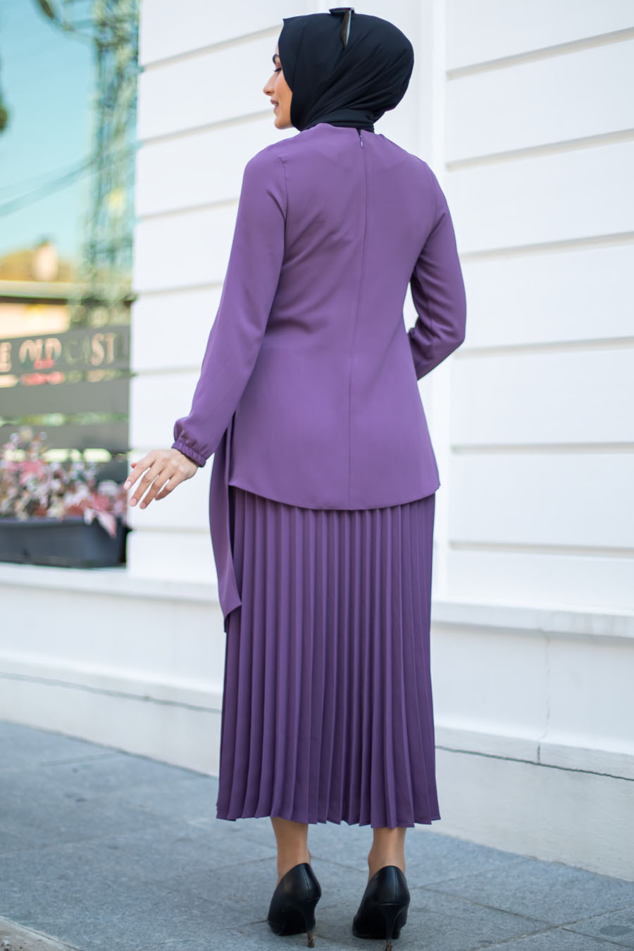 PURPLE TUNIC AND SKIRT SUIT