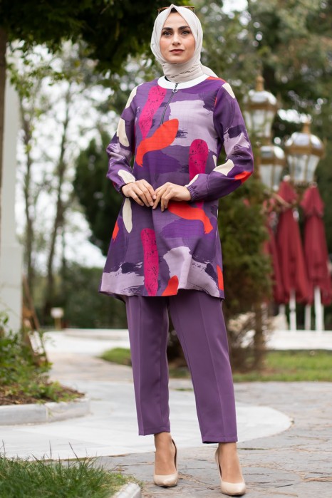PURPLE TUNIC AND PANT SUIT