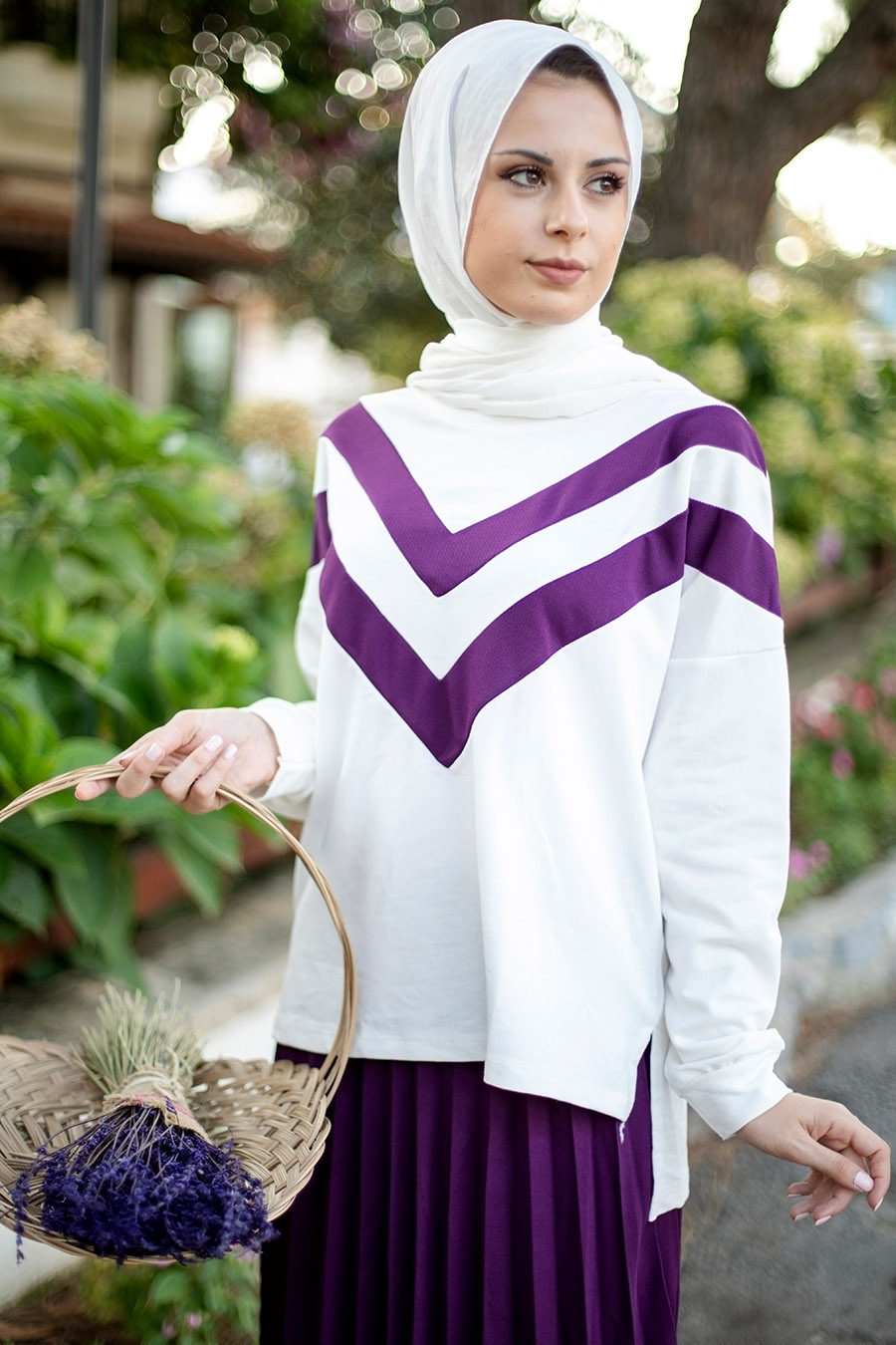 PURPLE TUNIC AND SKIRT SUIT