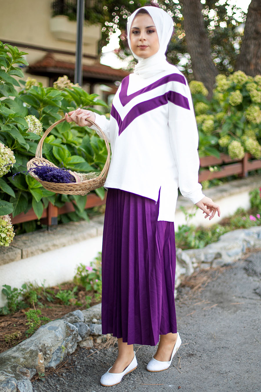 PURPLE TUNIC AND SKIRT SUIT