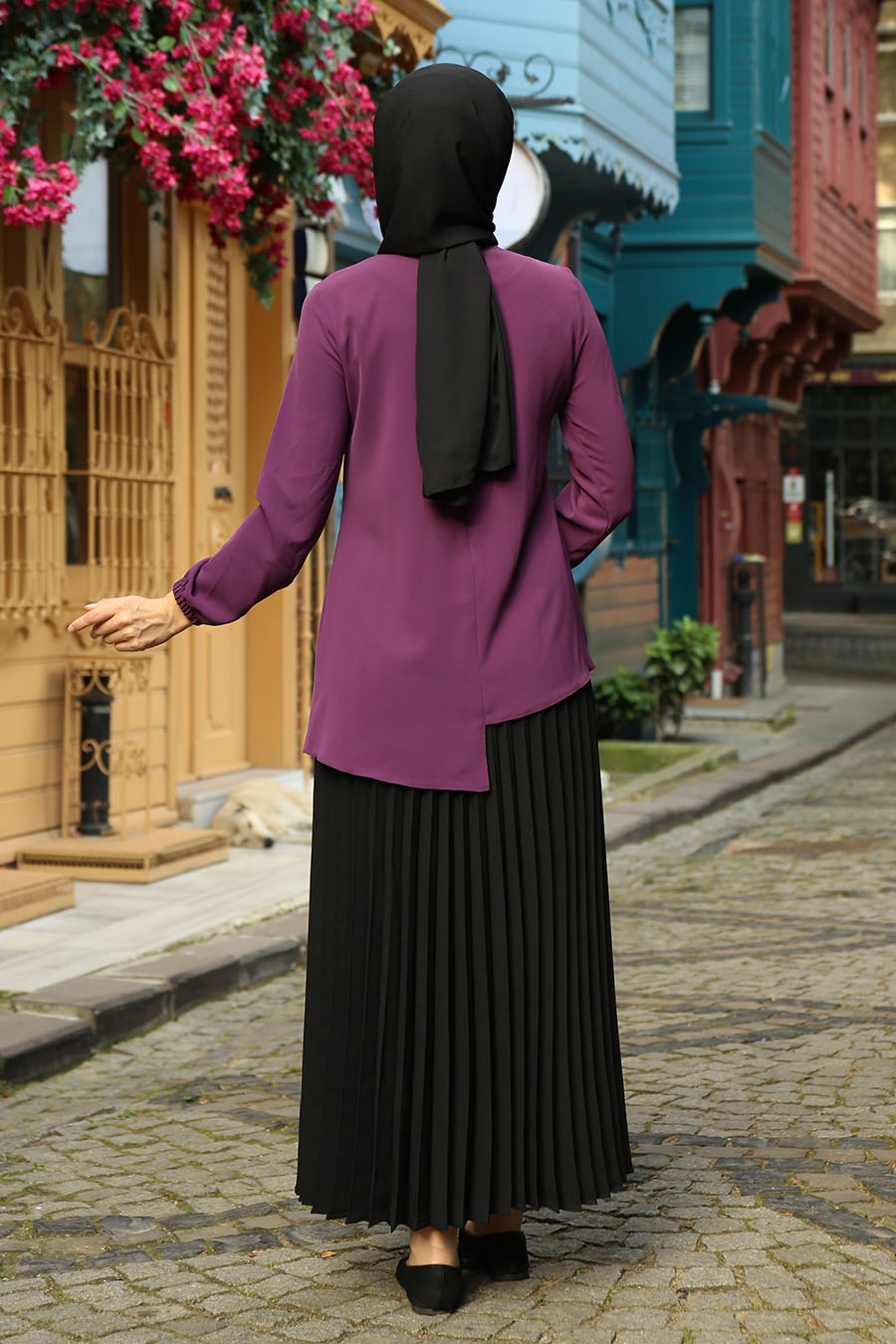 PURPLE TUNIC AND SKIRT SUIT