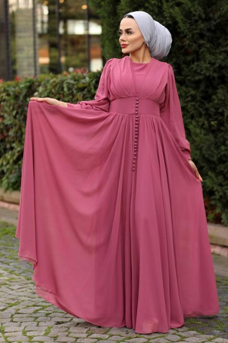 EVENING DRESS - ROSE COLOR 