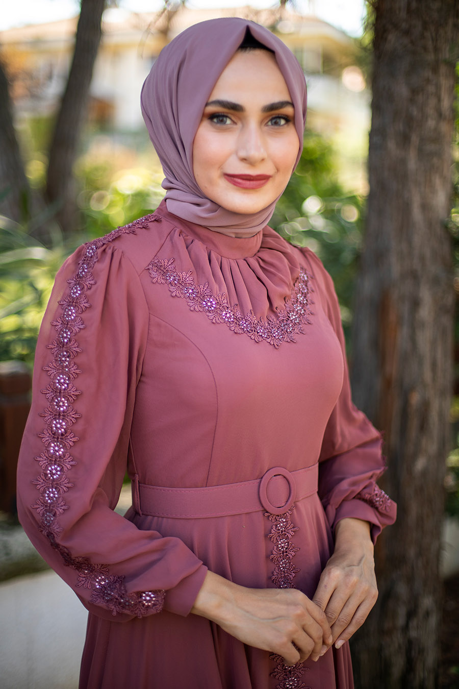 ROSE COLOR EVENİNG DRESS 