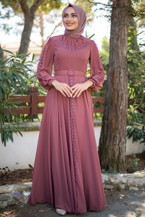 ROSE COLOR EVENİNG DRESS 