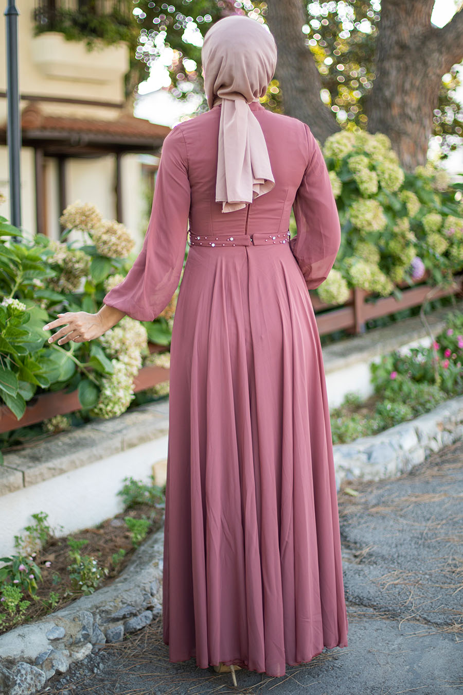 ROSE COLOR EVENING DRESS 