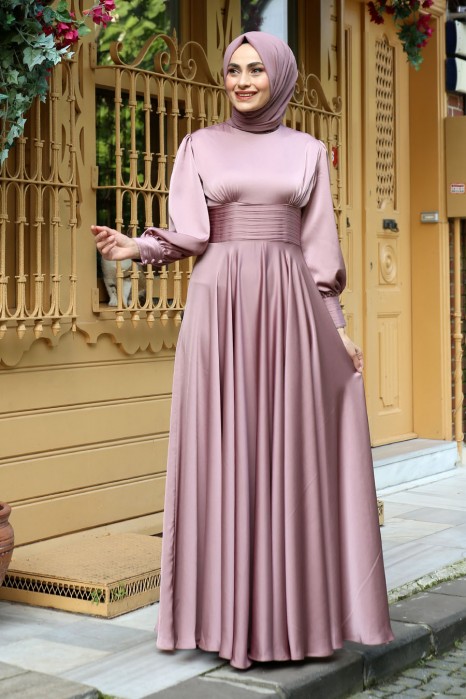ROSE COLOR EVENING DRESS  
