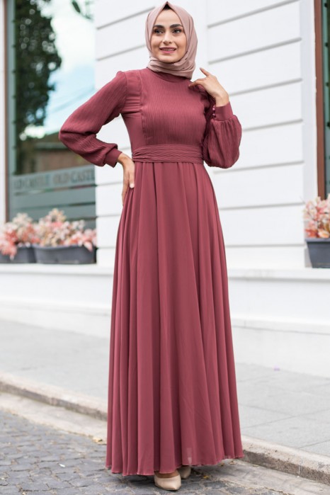 ROSE COLOR EVENİNG DRESS 