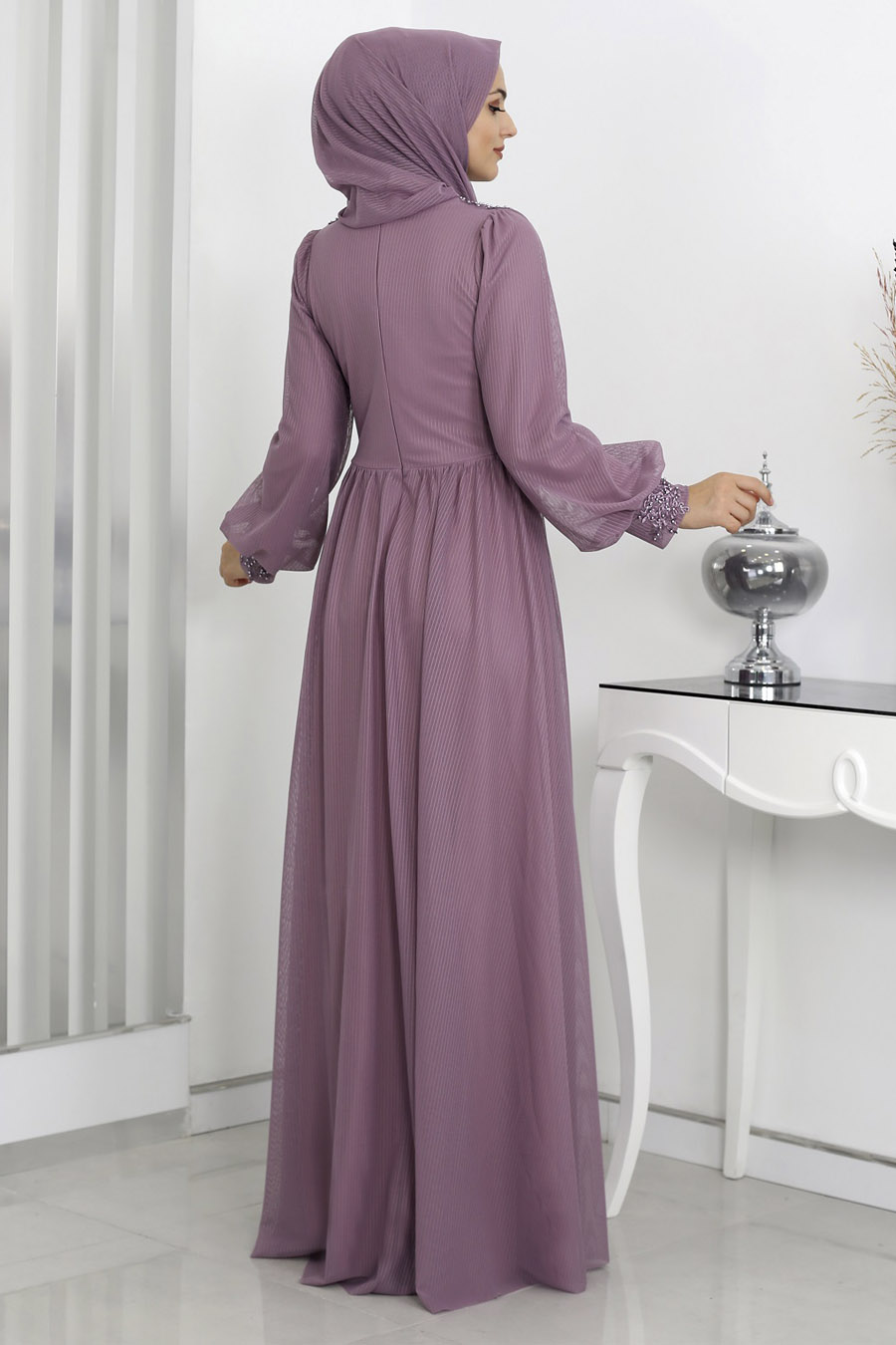 ROSE COLOR EVENING DRESS  