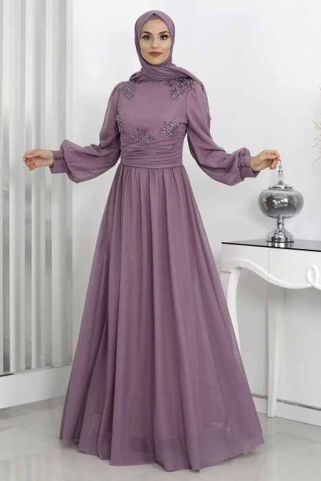 ROSE COLOR EVENING DRESS  