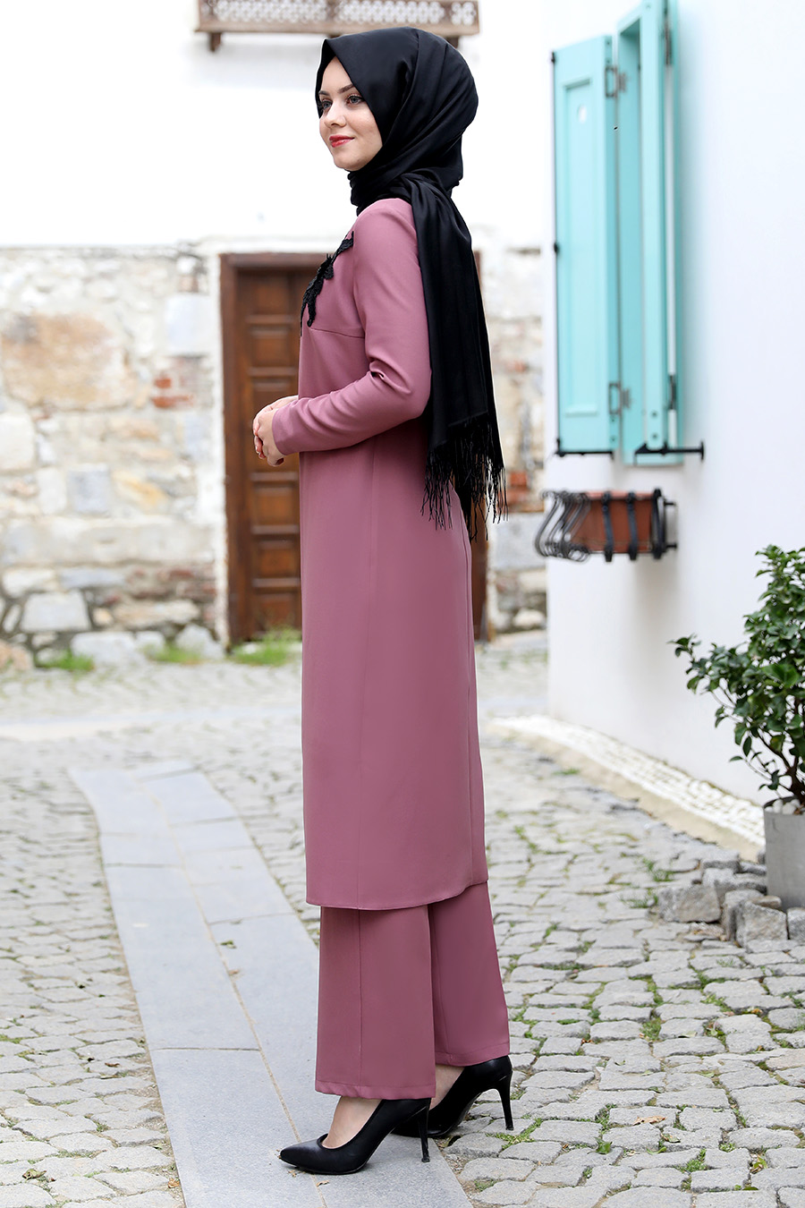 ROSE COLOR TUNIC AND PANT SUIT 