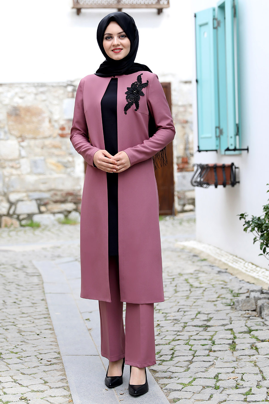 ROSE COLOR TUNIC AND PANT SUIT 