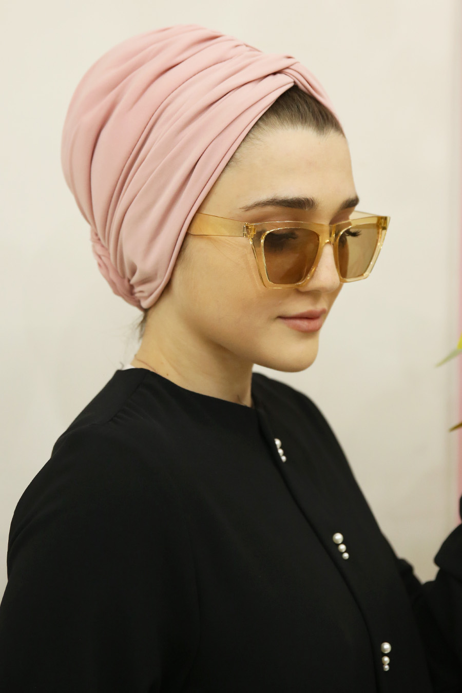 ROSE DETAILED INSTANT POWDER PINK SCARF