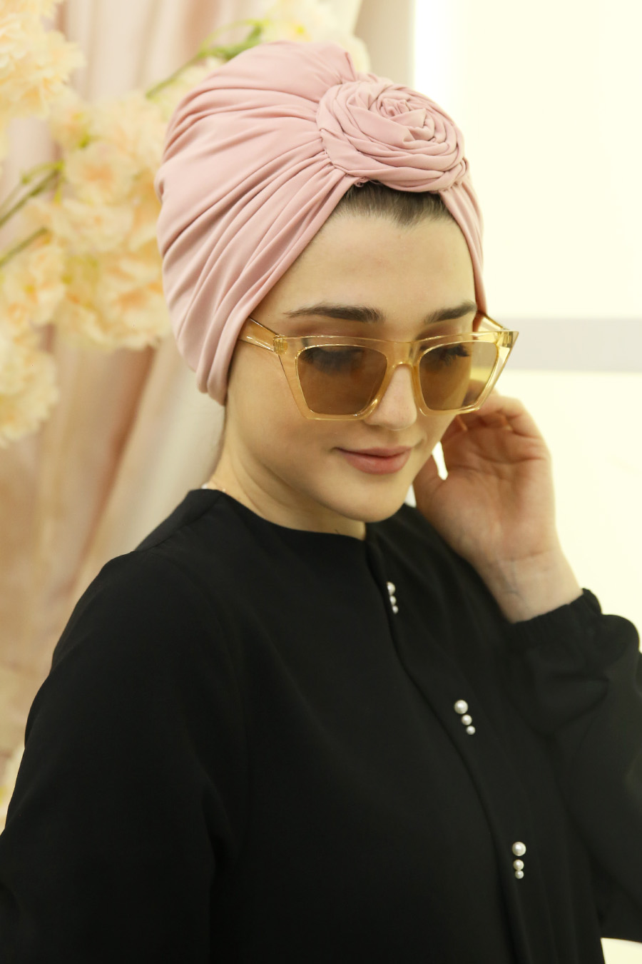 ROSE DETAILED INSTANT POWDER PINK SCARF