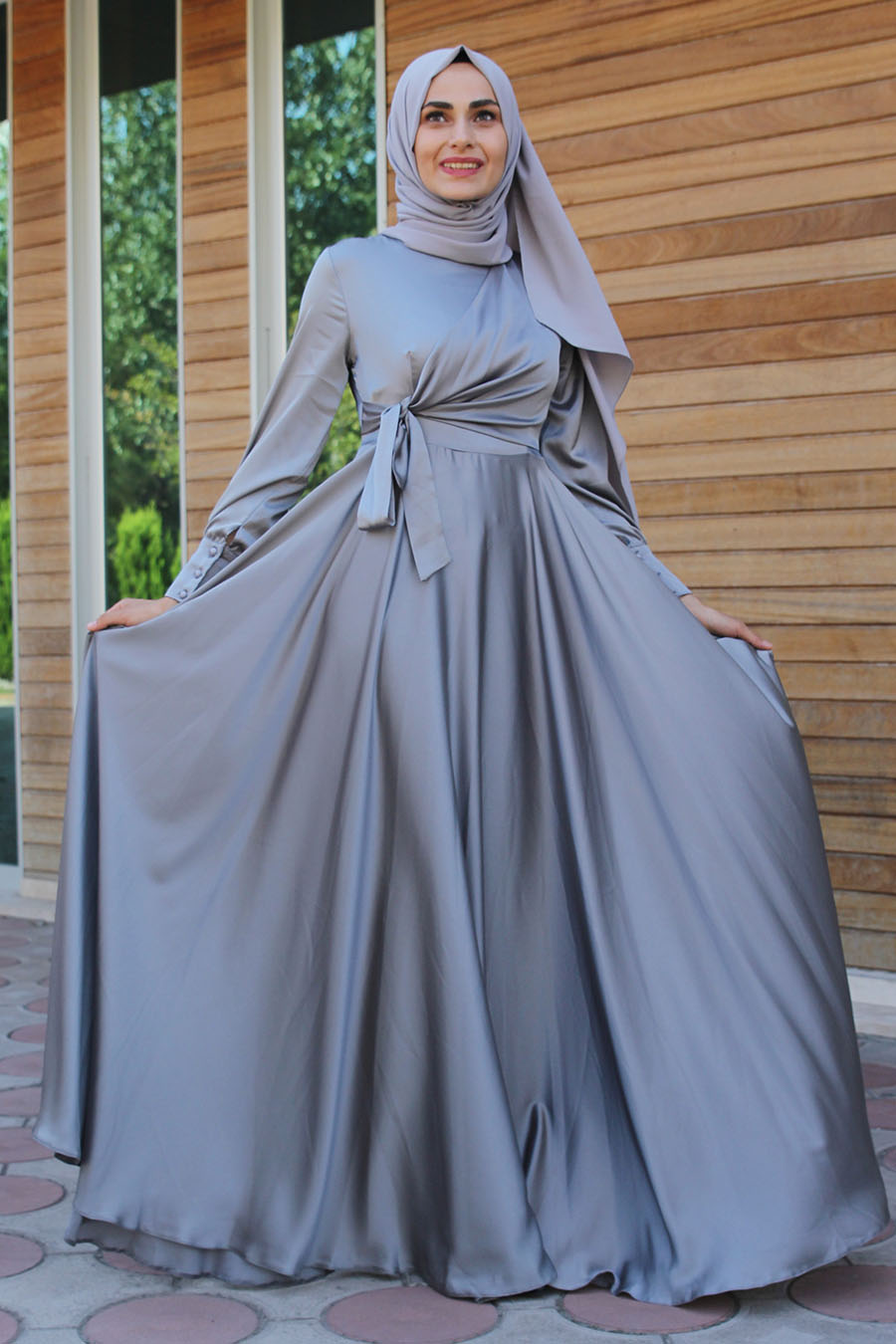 GREY EVENING DRESS