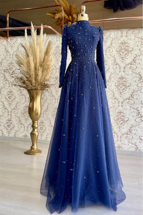 NAVY BLUE EVENING DRESS  