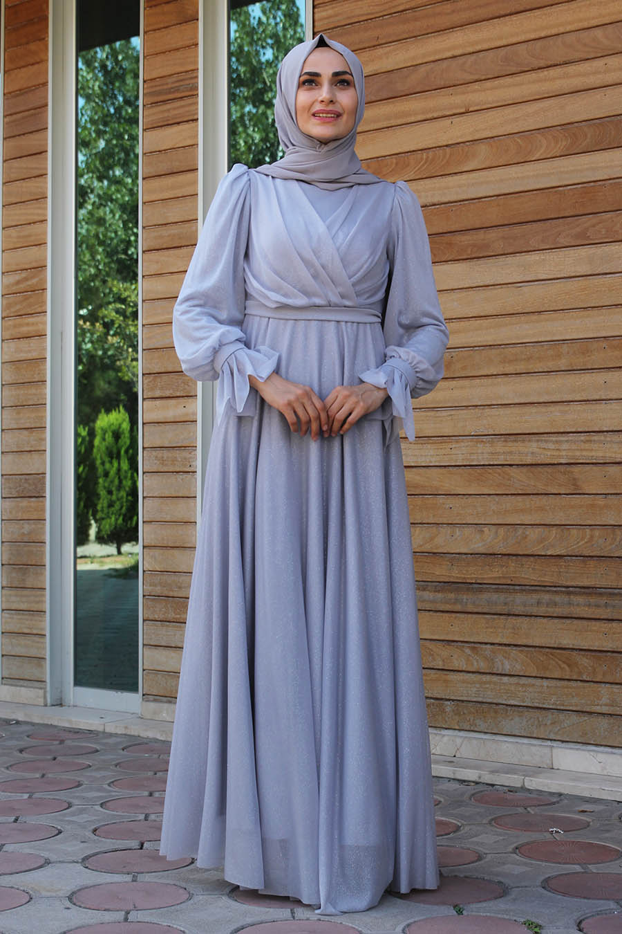 GREY  EVENING DRESS