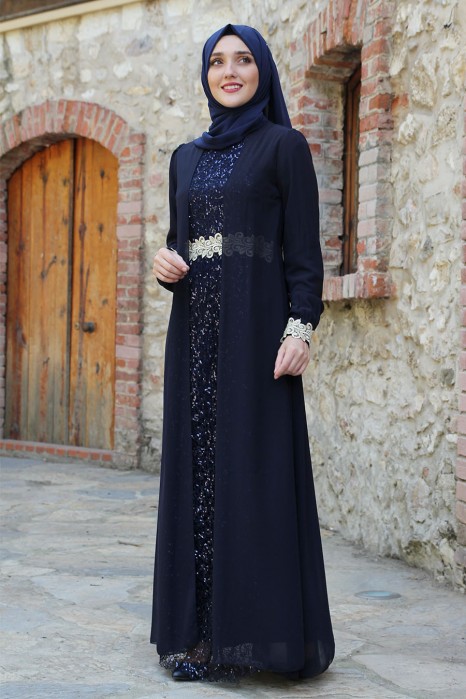 NAVY BLUE  EVENING DRESS