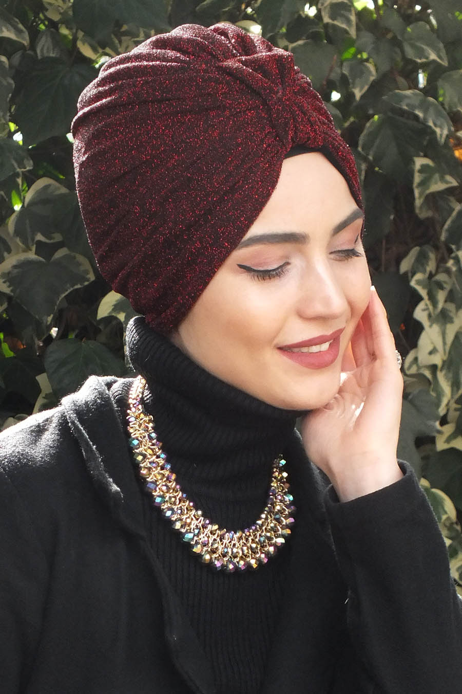 SHINING CLARET RED TURBAN 