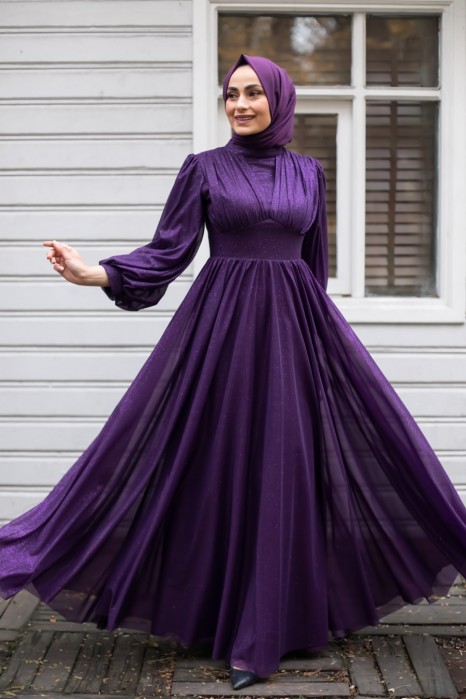 SHINING PURPLE EVENING DRESS 