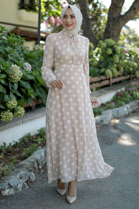 SPOTTED BEIGE DRESS