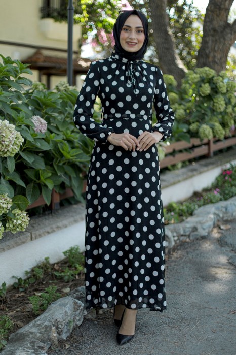 SPOTTED BLACK DRESS