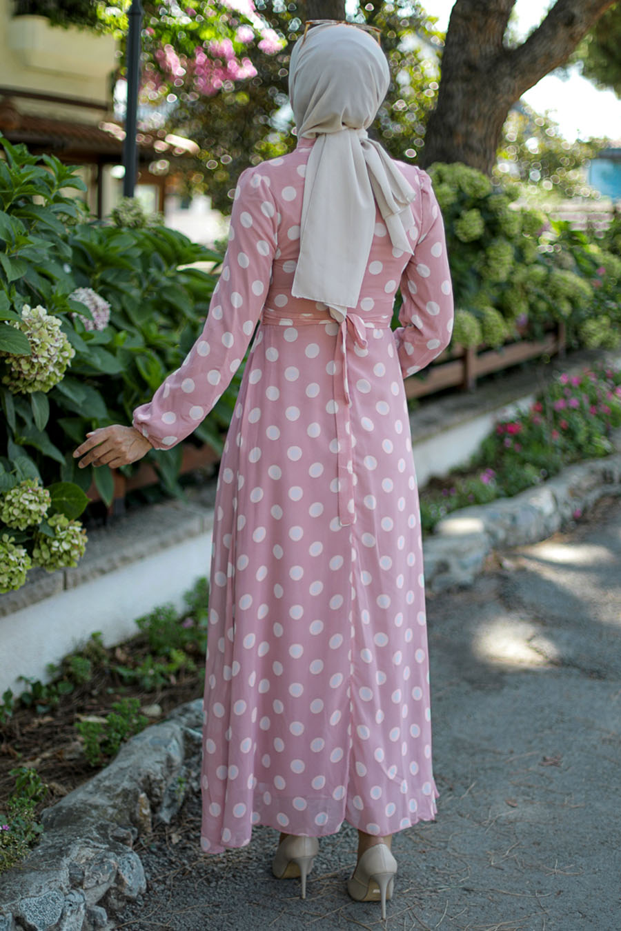 SPOTTED POWDER PINK DRESS