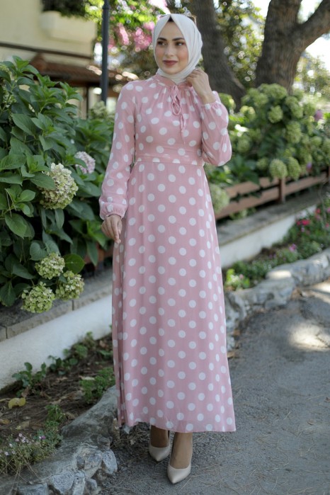 SPOTTED POWDER PINK DRESS