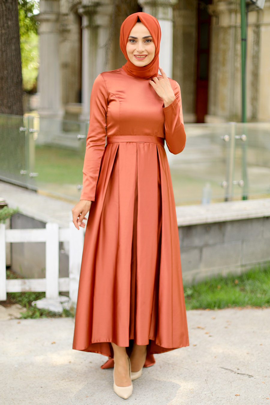 TAN COLOR EVENING DRESS  