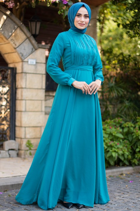 TURQUOİSE EVENİNG DRESS