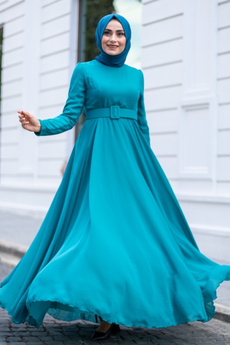 TURQUOİSE EVENİNG DRESS
