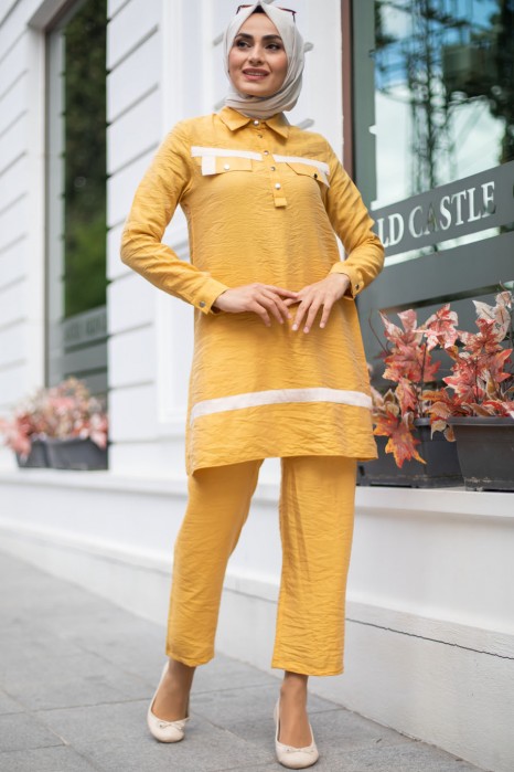 YELLOW TUNIC AND PANT SUIT  
